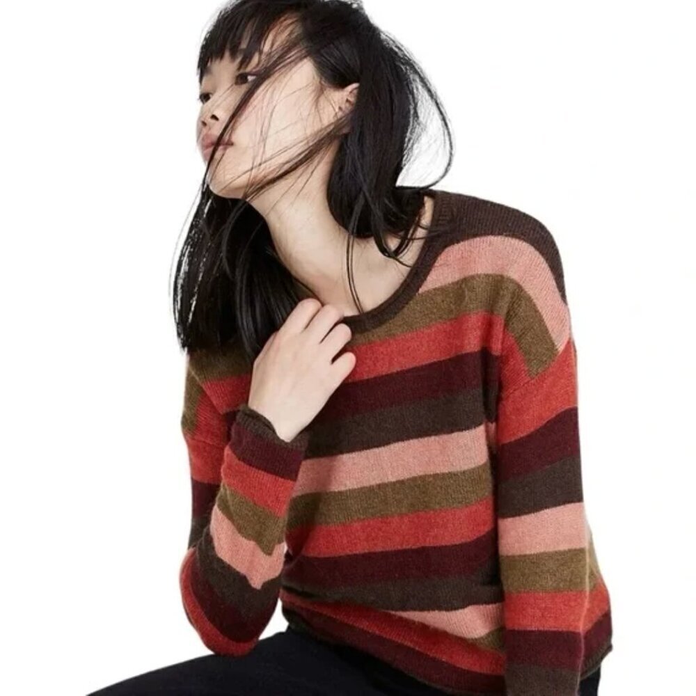 Madewell Chelsea Pocket Pullover in Multi-stripe Sz XXS - Picture 1 of 6
